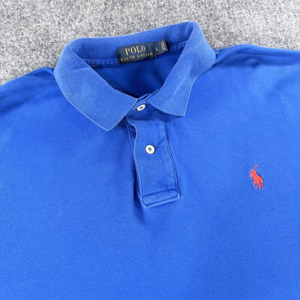 Polo Ralph Lauren Mens Large Royal Blue Short Sleeve Pony Logo Shirt READ